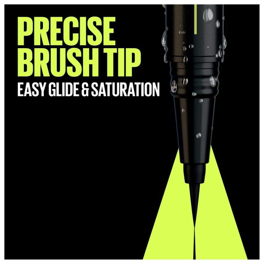 Maybelline Pen Eyeliner, Waterproof, Brush Tip Liner, Delivers Bold, Saturated, Even Impact In 1 Continuous Line, Smudge, Fade & Flake Resistant, Jet Black Halalzen
