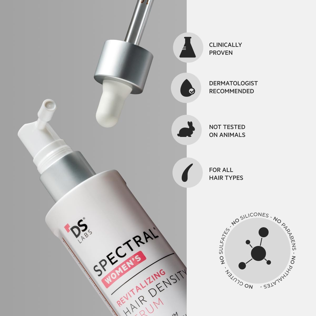Spectral.CSF Leave In Serum to Support Hair Growth in Women by DS Laboratories – For Thinning Hair in Women, Experience Thicker, Fuller Hair (2 fl oz)