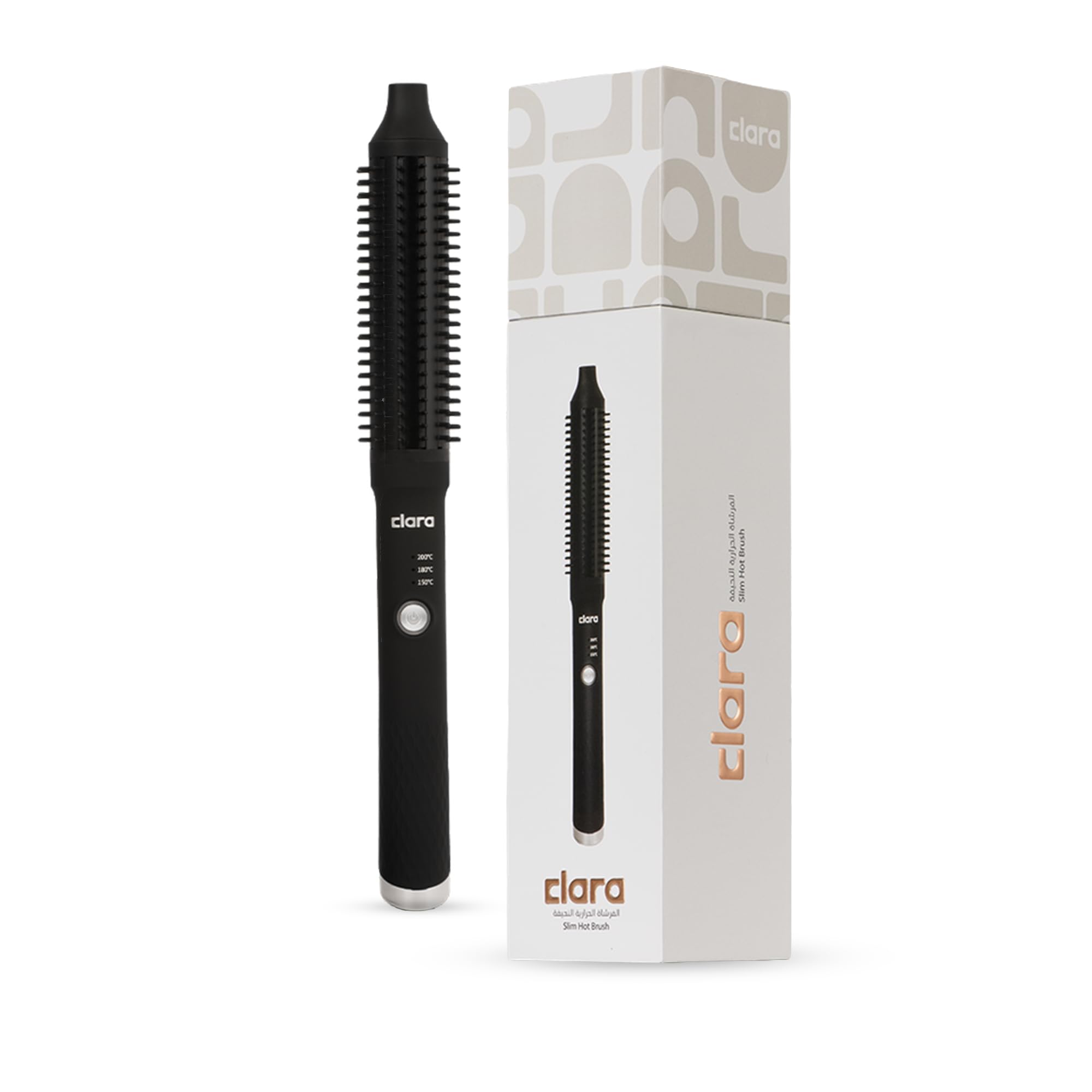 Clara Anti-Frizz Ionic Slim Hot Brush 32mm Thermal Heated Round Hair Styling Brush with 5.5mm Bristles, Triple Heat Settings, 3-in-1 Blowout, Wave & Smooth Finish Styling Tool – Black Halalzen
