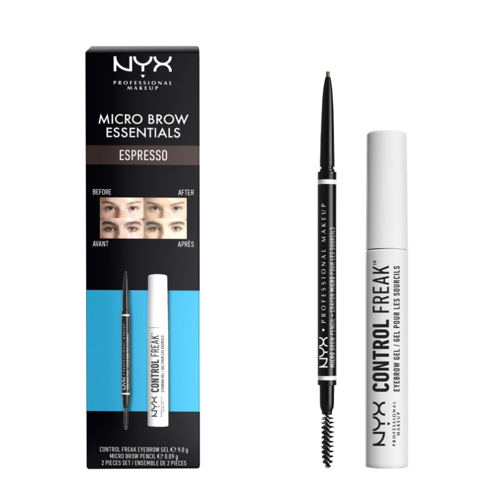 NYX Professional Makeup Brow Pencil, Micro Brow Dual Ended Ultrafine Pencil Tip with Mechanical Brow Tool and Spoolie Brush, Vegan Formula, Shade: Ash Brown