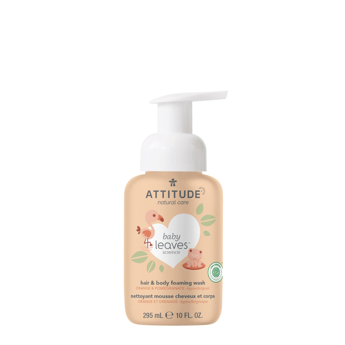 ATTITUDE 2-in-1 Hair and Body Foaming Baby Wash, EWG Verified Shampoo Soap, Dermatologically Tested, Made with Naturally Derived Ingredients, Vegan, Unscented, 295 mL