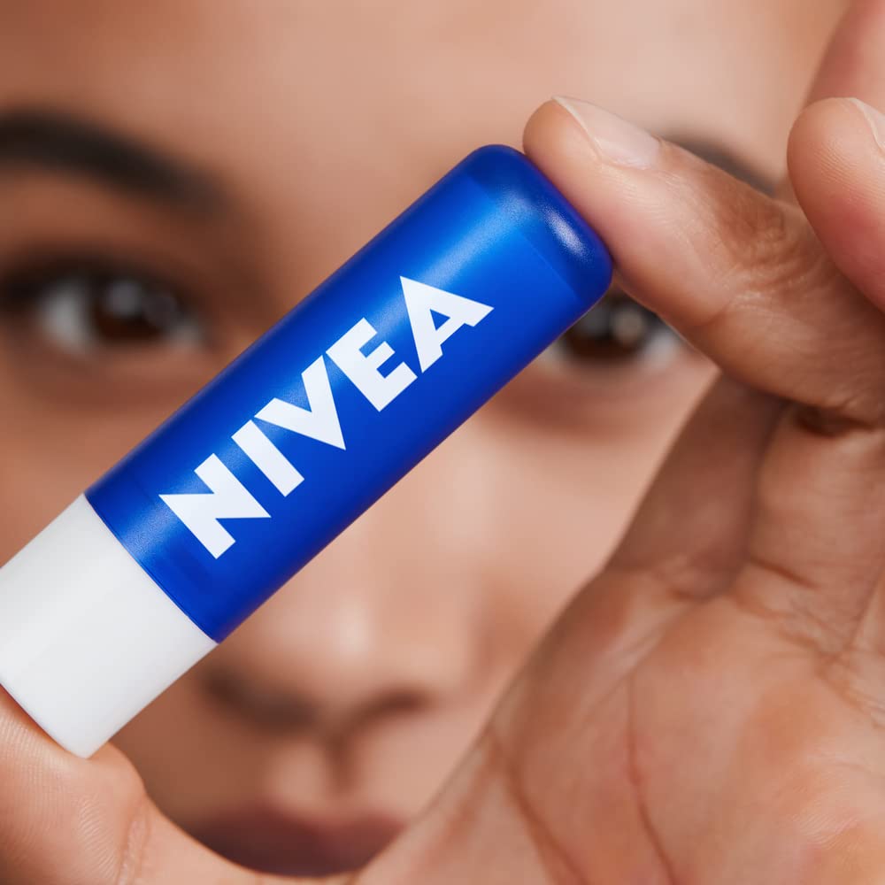 NIVEA Lip Balm Original Care Pack of 6 (6 x 4.8g) Protective Lip Moisturiser with Shea Butter and Natural Oils, Caring Lip Balm for 24h Moisture Care, Lip Care with Melt-In Formula