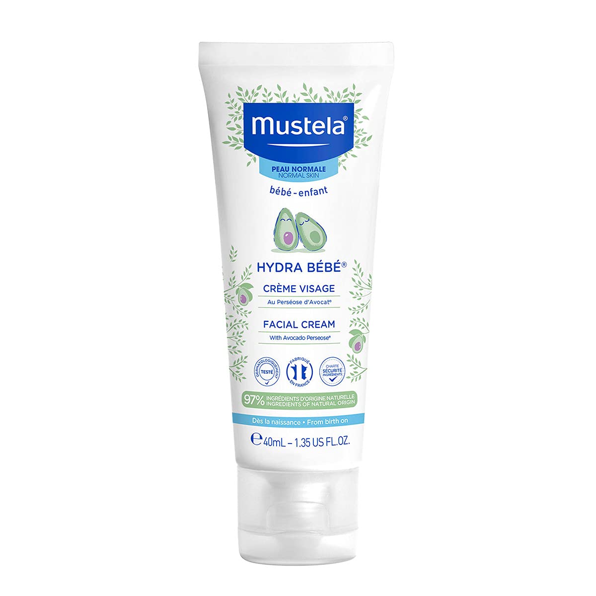Mustela Hydra Bebe Face Cream – Daily Baby Moisturizer with Natural Avocado, Jojoba Oil & Shea Butter - 1.35 fl. oz. - Packaging may vary Halalzen