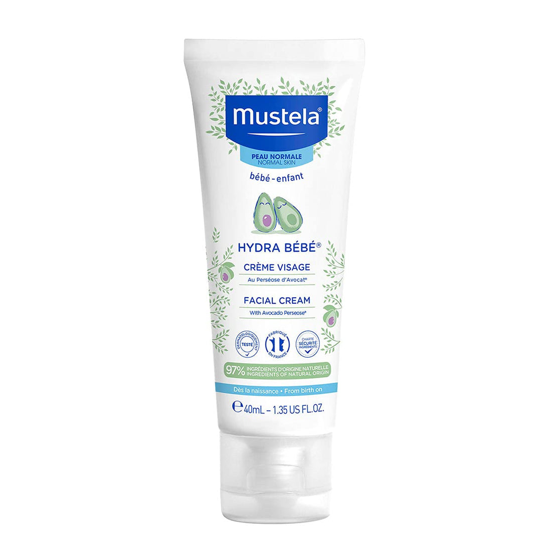 Mustela Hydra Bebe Face Cream – Daily Baby Moisturizer with Natural Avocado, Jojoba Oil & Shea Butter - 1.35 fl. oz. - Packaging may vary Halalzen