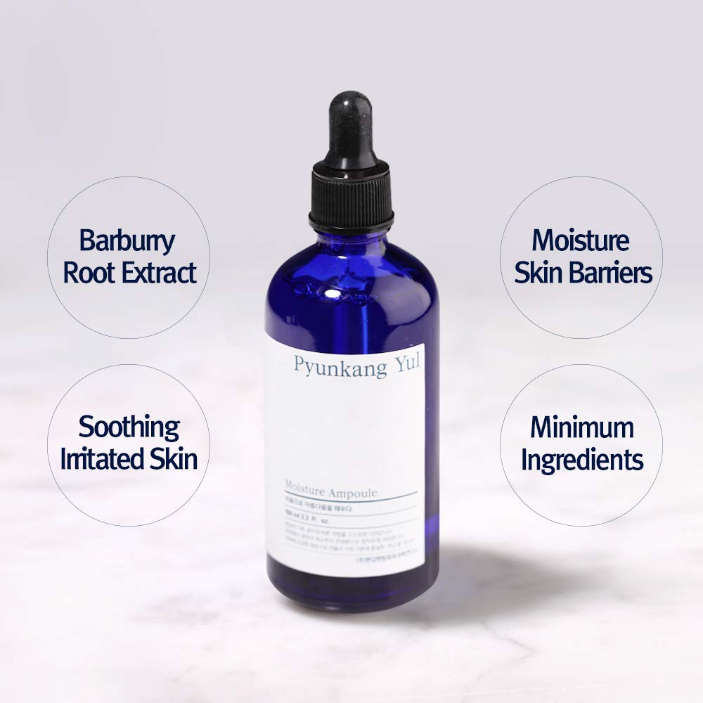 Pyunkang Yul PKY Moisture Ampoule - Hydrates & Soothes Oily, Sensitive Skin, 90% Barberry Root Extract, 6 Essential Ingredients, Korean skincare. (3.4 Fl. Oz, 100ml)