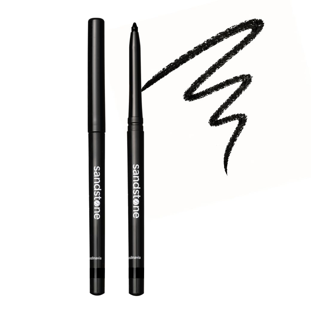 Sandstone Scandinavia Waterproof Eyeliner Pencil - Long-Lasting Gel Eye Liner for Sensitive Eyes - Hypoallergenic & Smudge-Proof - Fragrance-Free, Vegan & Allergy Tested (Black) Halalzen