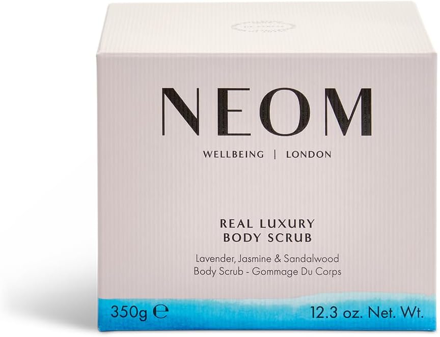 NEOM- Real Luxury Body Scrub | Luxury Body Scrub | Lavender & Sandalwood | 100% Natural Fragrance | Scent to De-Stress | Organic Vegan Hydrating Body Scrub