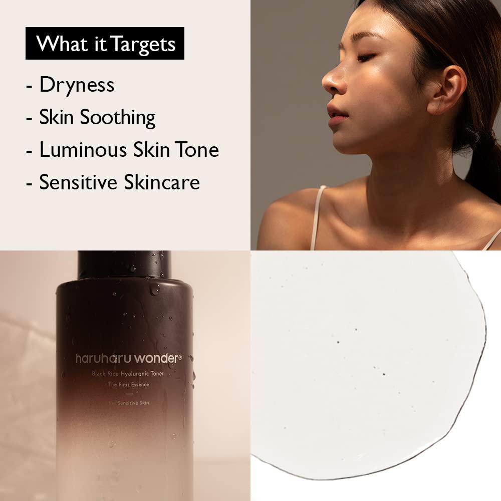 haruharu Wonder Black Rice Hyaluronic Toner for Sensitive Skin, Alcohol Free, Fragrance Free, Deep Hydration, Glass Skin, Korean Skincare, Vegan, Cruelty-Free, 300ml
