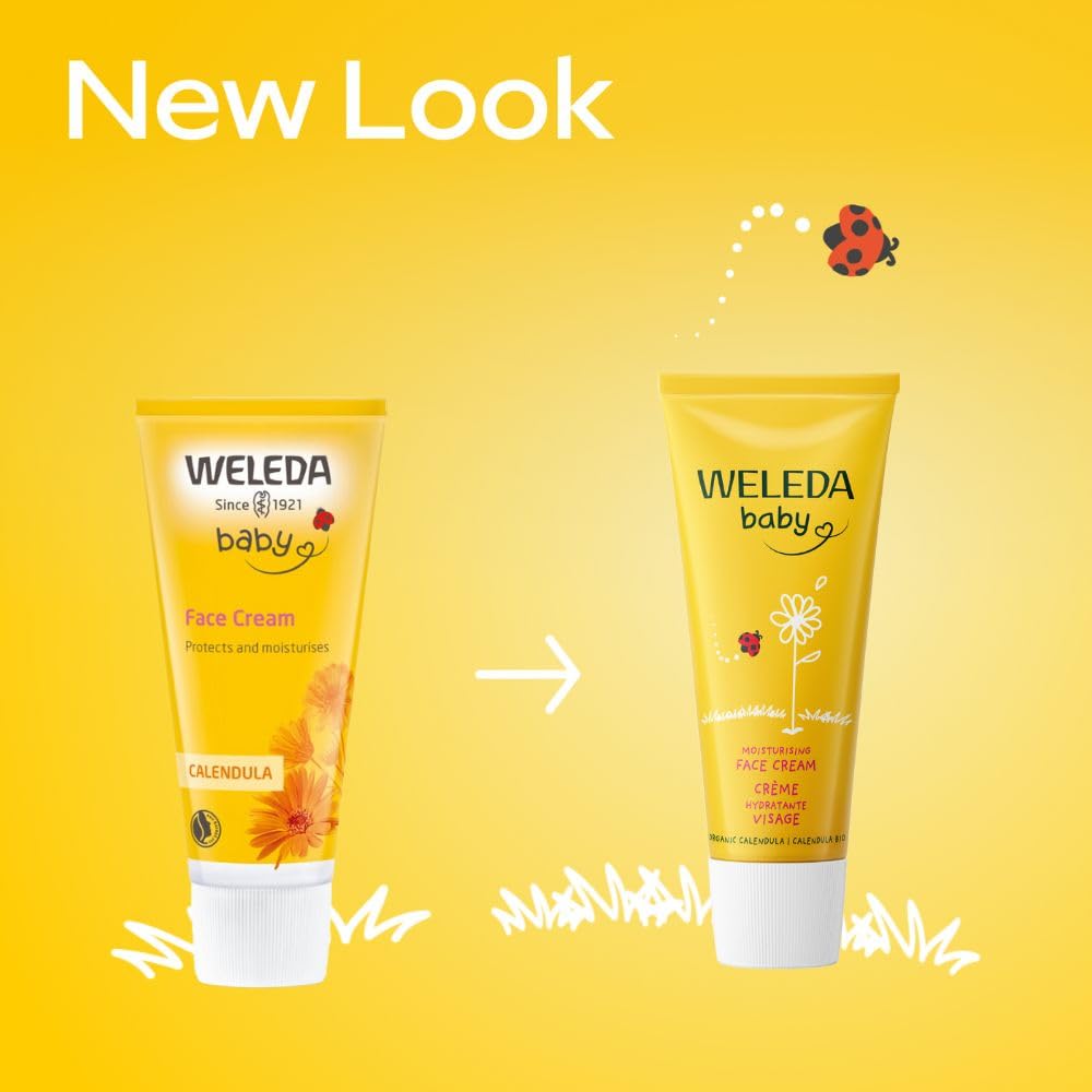 Weleda Baby Face Cream, Calendula Moisturiser, Moisturising Cream for Baby, Delicate Skin, Dermatologically Tested, Gentle Protection, Developed by Professionals, Lanolin, 50ml Halalzen