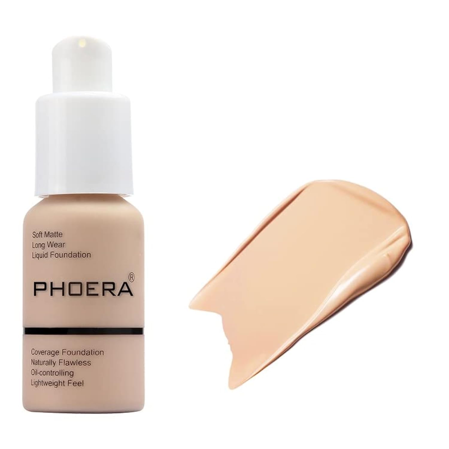 PHOERA Foundation - Flawless Soft Matte Liquid Foundation with 24 HR Oil Control and Concealer, Full Coverage Makeup for a Smooth, Long-Lasting Look, Waterproof 30ml (102 Nude) Halalzen
