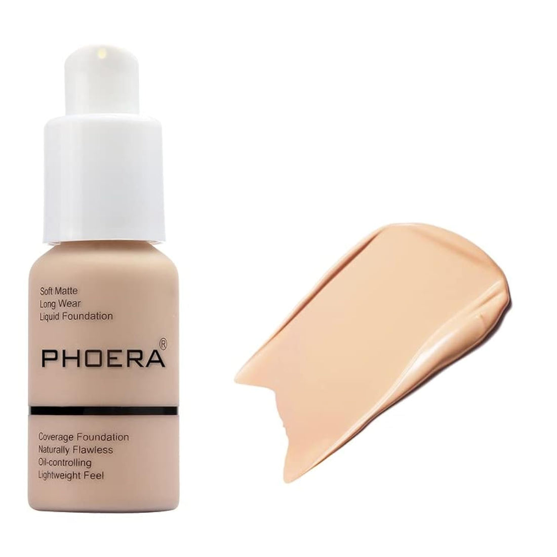 PHOERA Foundation - Flawless Soft Matte Liquid Foundation with 24 HR Oil Control and Concealer, Full Coverage Makeup for a Smooth, Long-Lasting Look, Waterproof 30ml (102 Nude) Halalzen