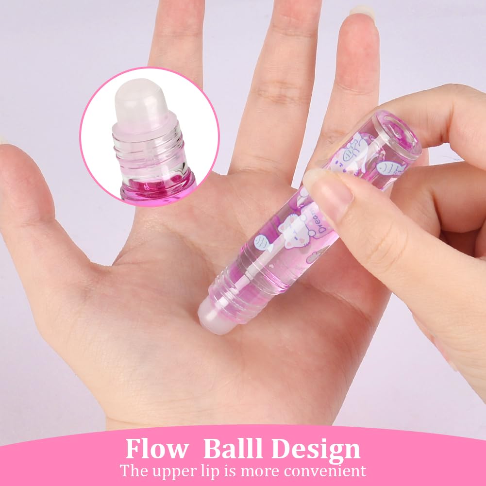 AOOWU 6 Pcs Hydrating Lip Oil Set, Fruit-Flavored Plumping Lip Oil, Long Lasting Lip Glow Balm Lip Care, Transparent Moisturizing No-Sticky Lip Gloss(Peaches,Orange,Avocado,Strawberry,Grape,Cherry)8ML