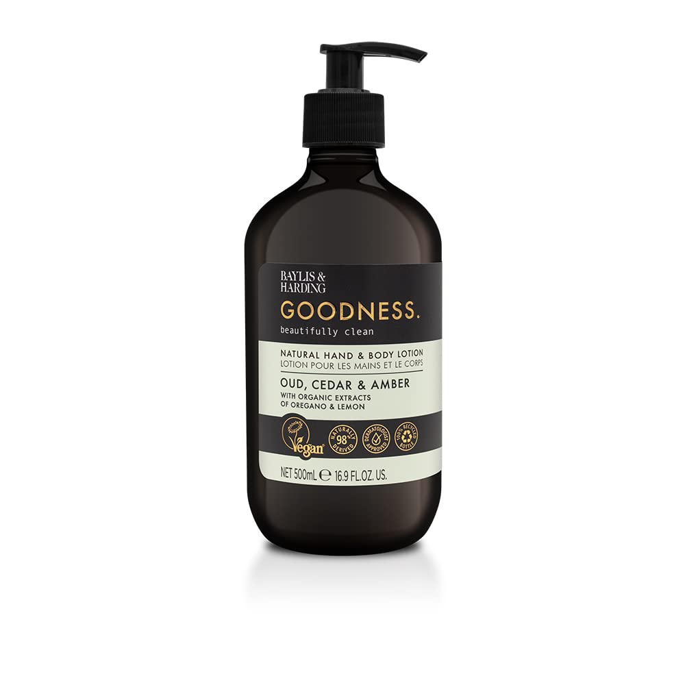 Baylis & Harding Goodness Oud, Cedar and Amber Body Wash, 500 ml (Pack of 3) - Vegan Friendly
