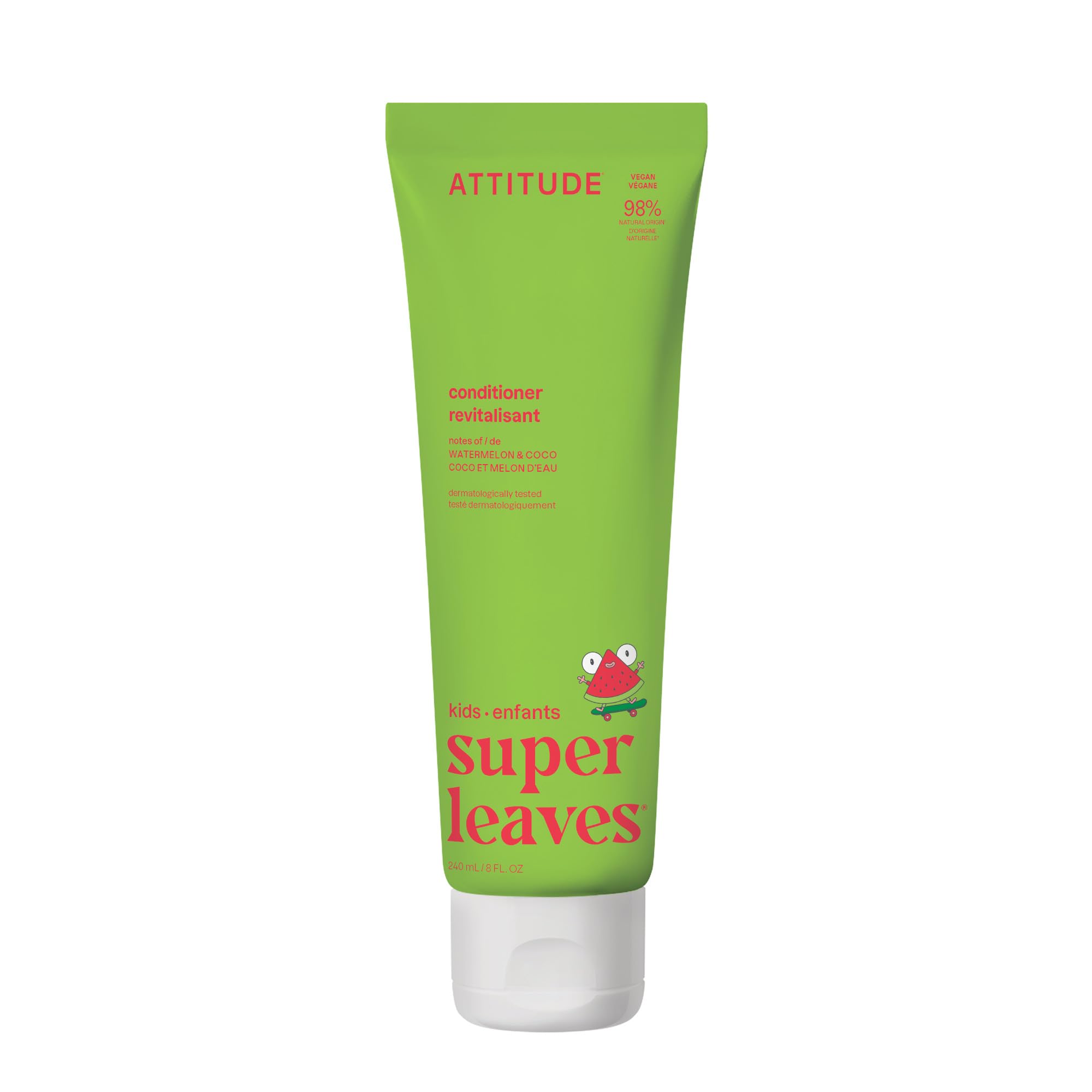ATTITUDE Natural Conditioner for Kids, Hypoallergenic, Vegan, Plant- and Mineral-Based, Vegan and Cruelty-free, Vanilla and Pear, 8 Fl Oz (11115) Halalzen