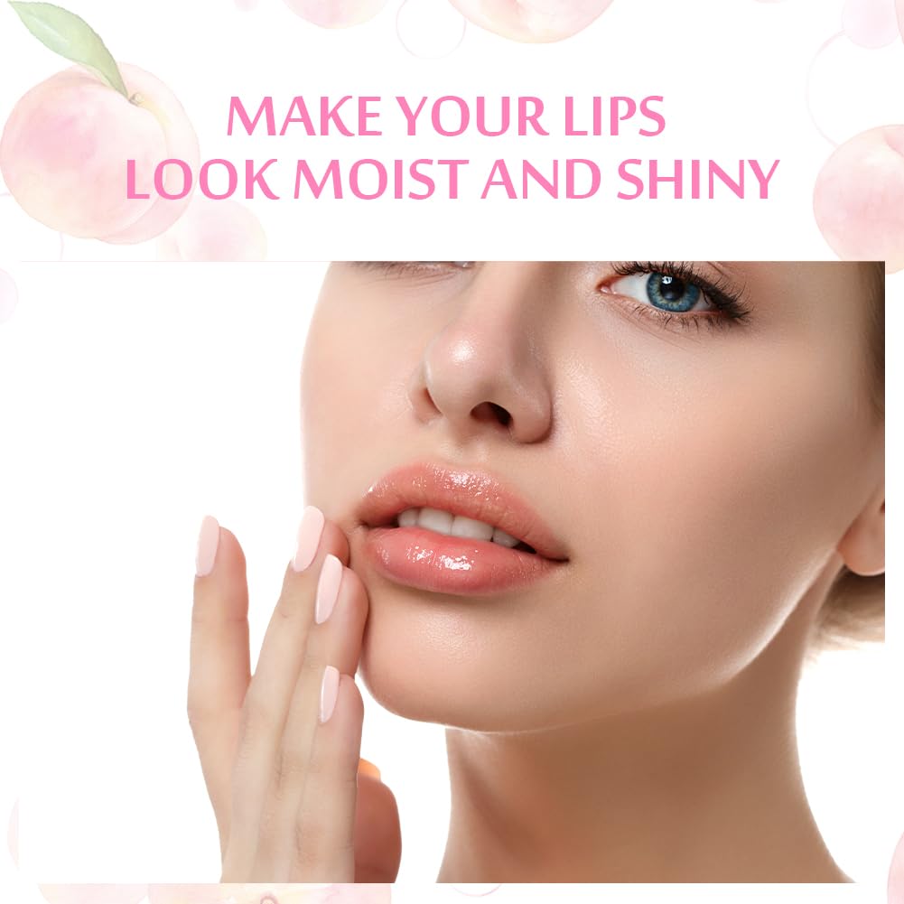 AOOWU 6 Pcs Hydrating Lip Oil Set, Fruit-Flavored Plumping Lip Oil, Long Lasting Lip Glow Balm Lip Care, Transparent Moisturizing No-Sticky Lip Gloss(Peaches,Orange,Avocado,Strawberry,Grape,Cherry)8ML