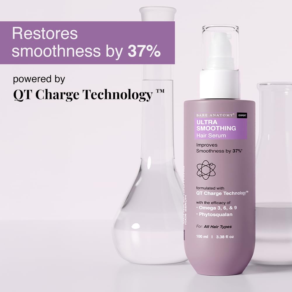 Bare Anatomy Ultra Smoothing Hair Serum Powered By Carbohydrate Complex & Niacinamide | Serum for Smooth & Shiny Hair | For Dry & Frizzy Hair | Women & Men | 100ml