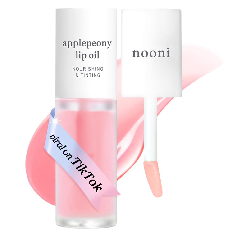 NOONI Korean Vegan Lip Oil - Appleberry | Lip Stain, Gift, Long-Lasting, Moisturising, Plumping, Revitalising for Dry Lips, Waterproof, No Peel Off, 0.12 Fl Oz