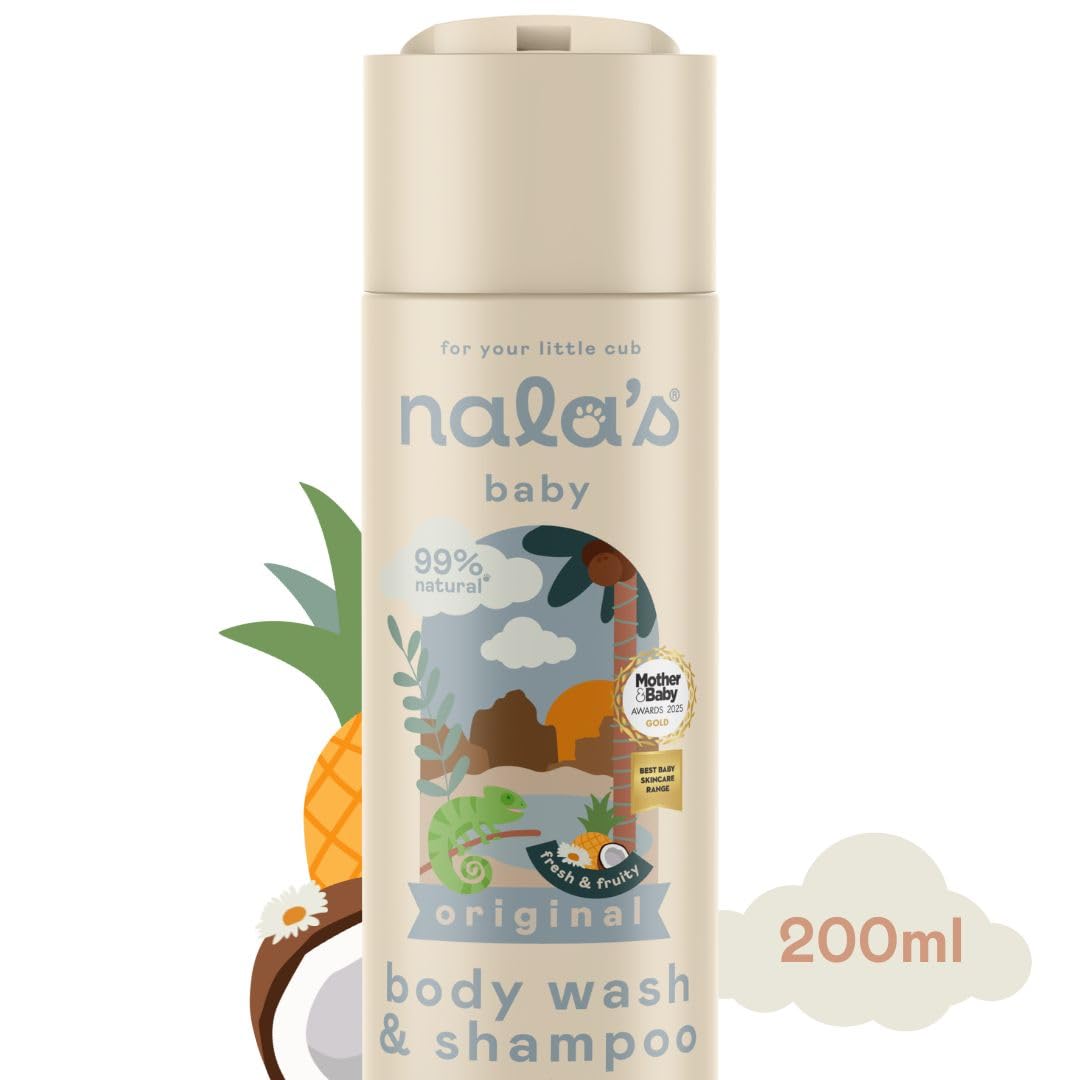 Nala's Baby Body Wash & Shampoo Fragrance-Free | 99% Natural | Dermatologically-tested and Paediatrician-approved | Tear-Free | Soothing Oat | Vegan | 200ml | Nalas Baby