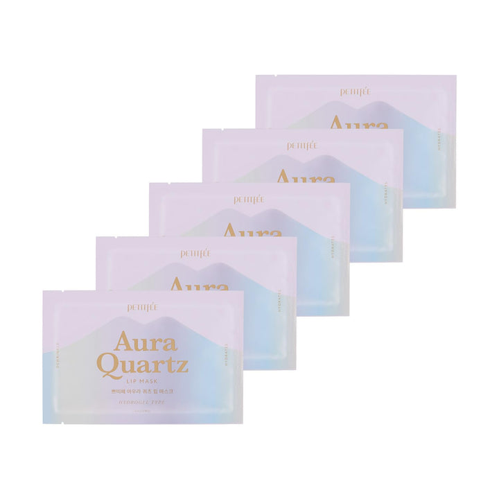 Aura Quartz Hydrogel Lip Mask 5ea - Moisturizing Lip Mask with Retinol, Peptide, Collagen, PDRN, Bakuchiol, Anti-aging Lip Care for Dry Lips, Reduces Laugh Lines, Smooth and Plump Lips Halalzen