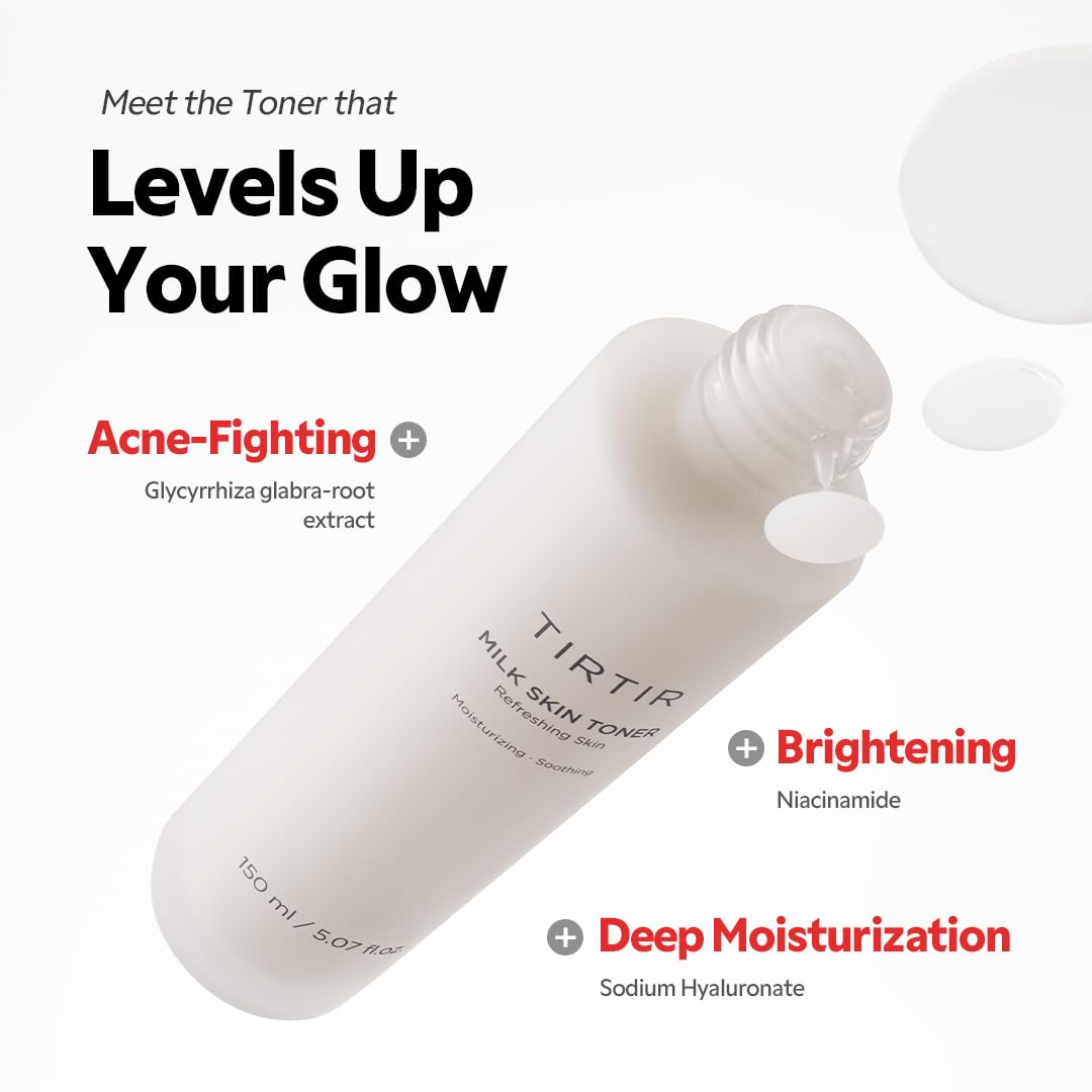 TIRTIR Milk Skin Rice Toner - Deep Moisturizing, Hydrating and Refreshing for face, Niacinamide, Ceramide, Rice Bran Extract, Nature-Oriented Ingredients, Korean Skin Care, Vegan (150ml, Original)