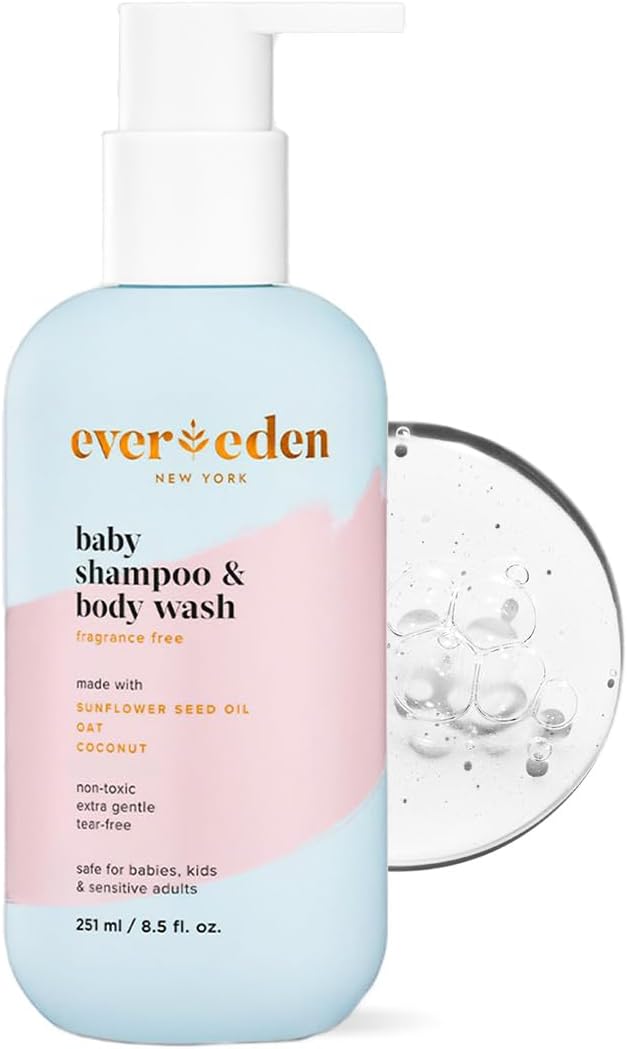 Evereden Baby Shampoo & Body Wash 2-in-1, 8.5 fl oz | Gentle, Non-Toxic, Fragrance-Free, Hydrating Formula for Sensitive Skin