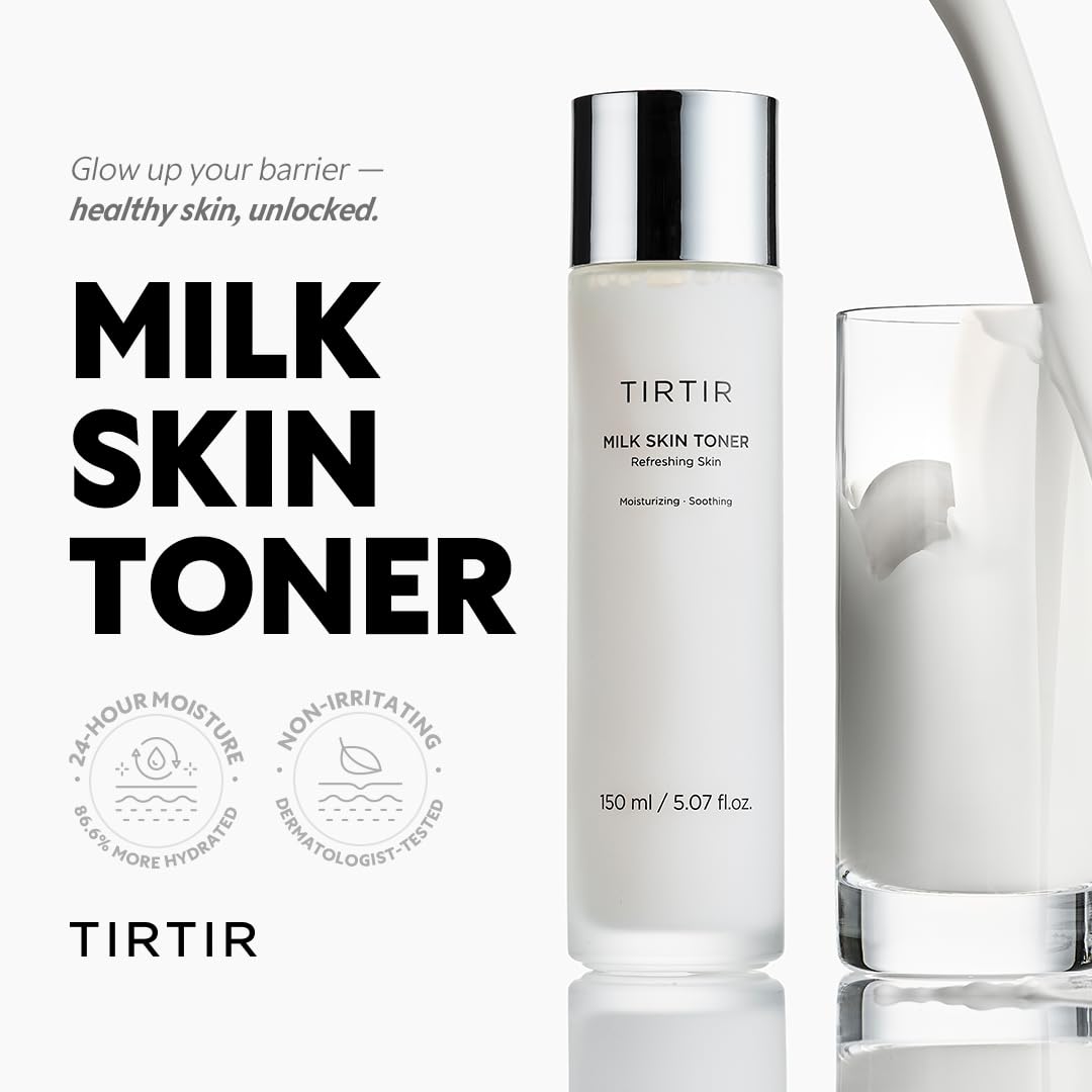 TIRTIR Milk Skin Rice Toner - Deep Moisturizing, Hydrating and Refreshing for face, Niacinamide, Ceramide, Rice Bran Extract, Nature-Oriented Ingredients, Korean Skin Care, Vegan (150ml, Original)