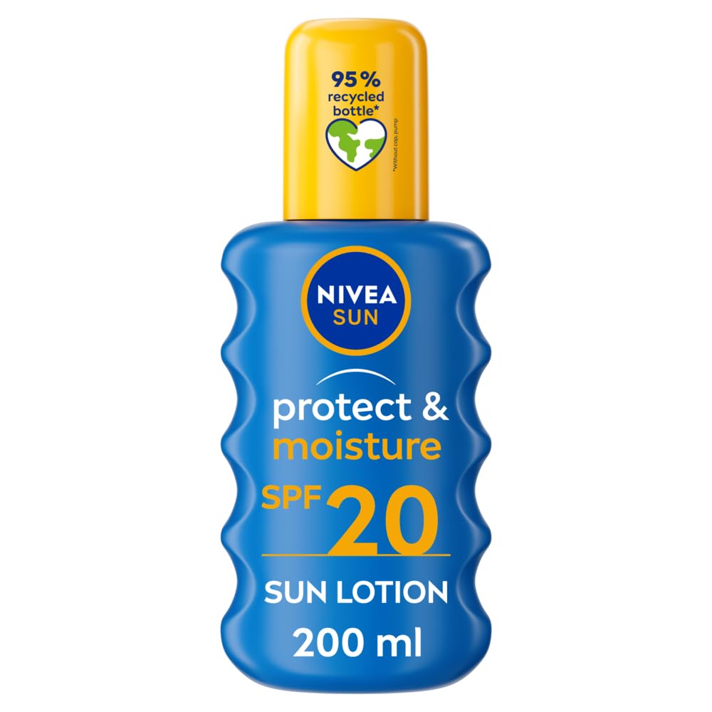 NIVEA SUN Protect & Moisture Sun Spray SPF 50+ (200ml), Moisturising Suncream Spray with Vitamin C and Hyaluron, Immediate UVA/UVB Protection, Fast-Absorbing No White Cast Formula
