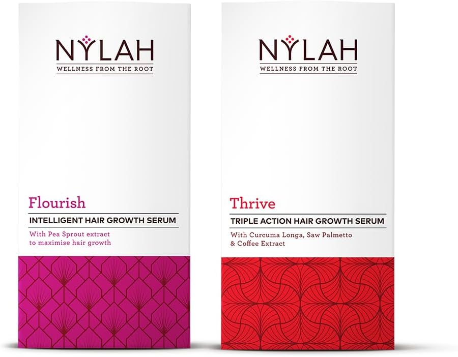 NYLAH Flourish and Thrive Hair Growth Serum SET (2 x 50ml) – Hair Growth & Hair Loss Treatment – Reduces Thinning & Shedding, Strengthens Hair, Supports Fuller