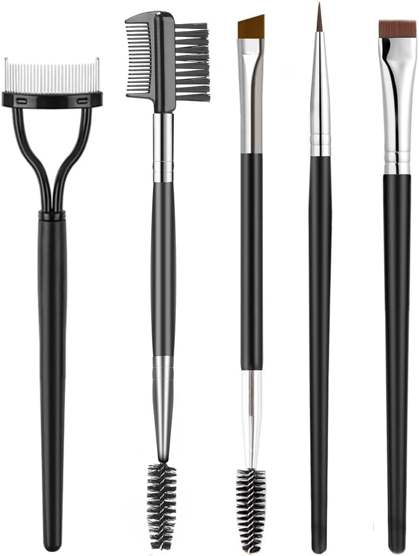 Eyelash Comb Lash Separator Tool Brow Brush & Lash Spoolie Professional Eye Makeup Tools (5 Pieces Set) Halalzen