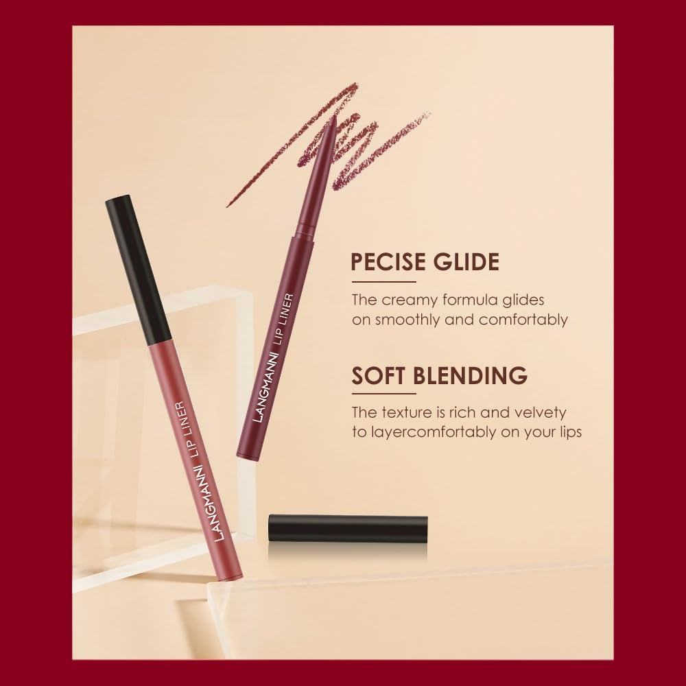 LANGMANNI 6 Matte Lipstick with 6 Lipliners Durable Lip Gloss,Long-Lasting&Waterproof Non-Stick Cup High Pigmented Velvet Lipgloss Kit,Beauty Cosmetics Gift for Girls(12PCS) Halalzen