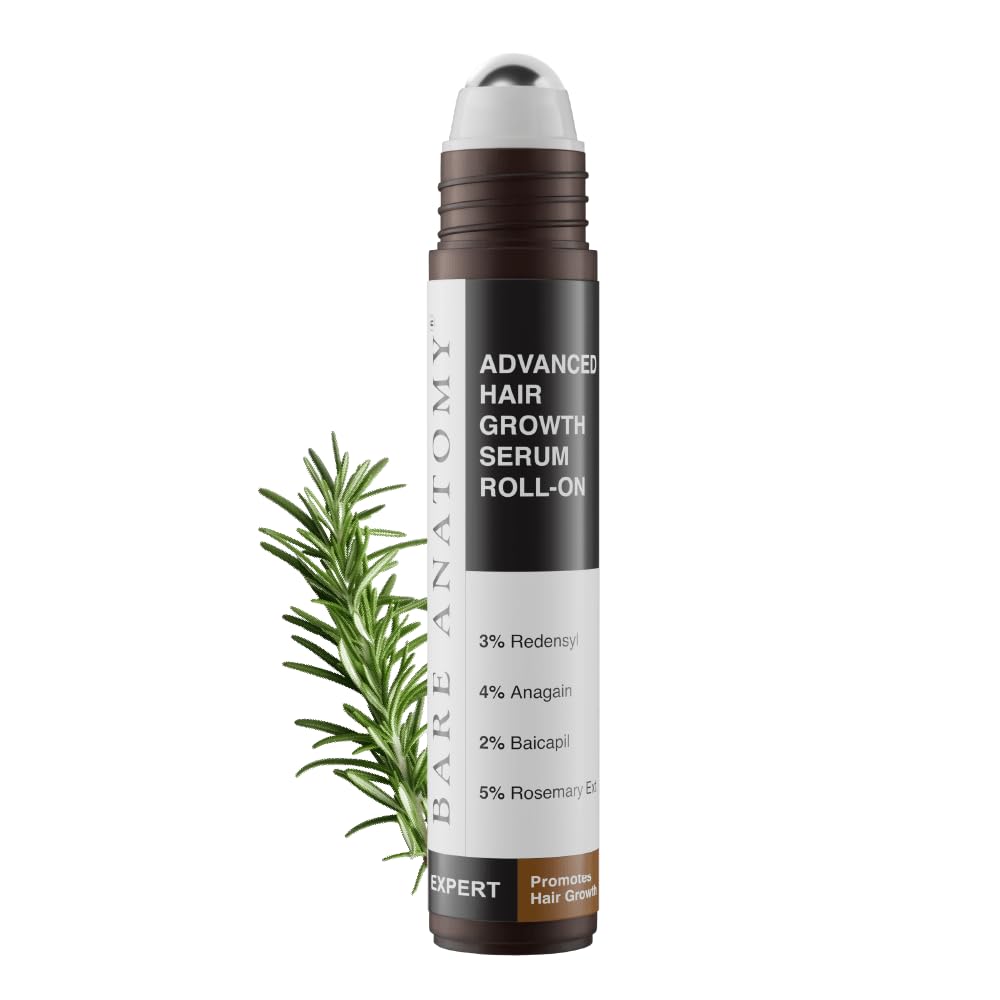 Bare Anatomy Advanced Hair Growth Serum| 3% Redensyl - 2x Better Results than Minoxidil | + 4% Anagain + 3% Baicapil | Rosemary, Biotin | Hair growth & Hair fall control serum for Women & Men | 30mL