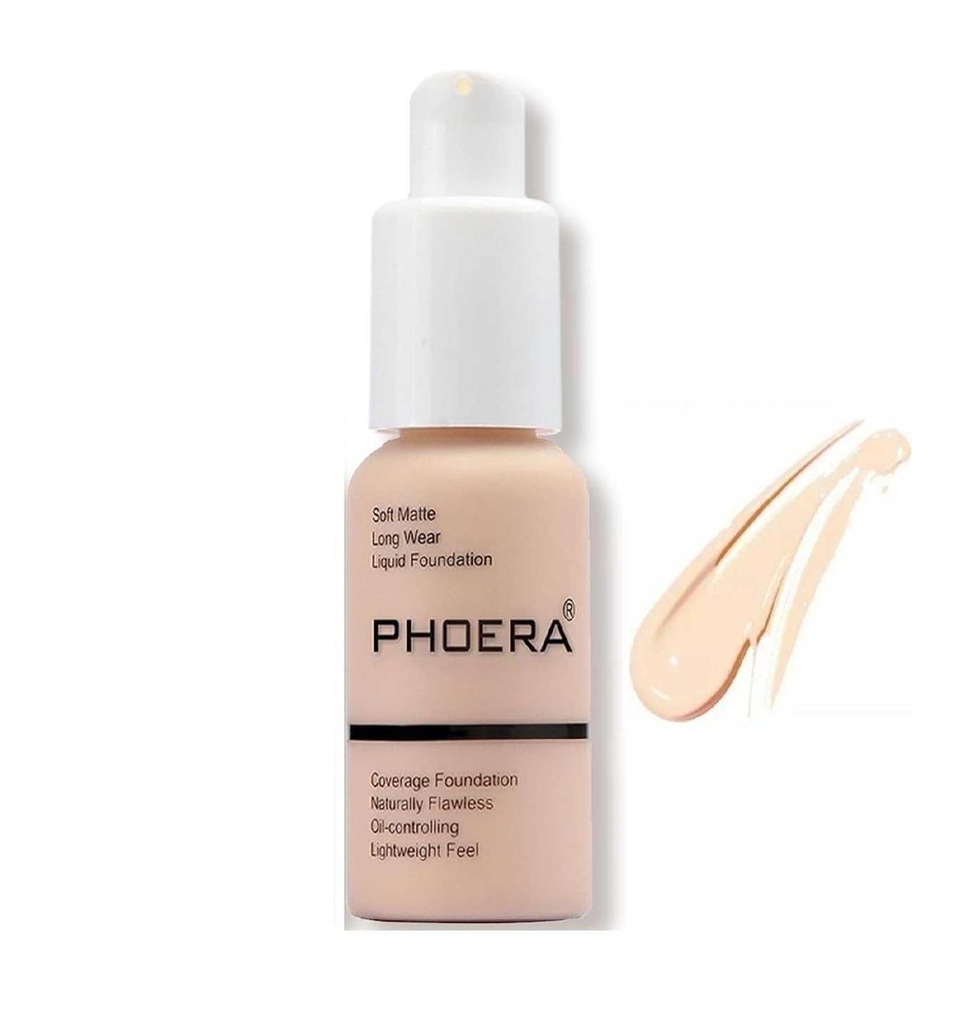 Aquapurity Phoera® Full Coverage Foundation Soft Matte Oil Control Concealer 30ml Long Lasting Flawless Cream Smooth (102 NUDE) Halalzen