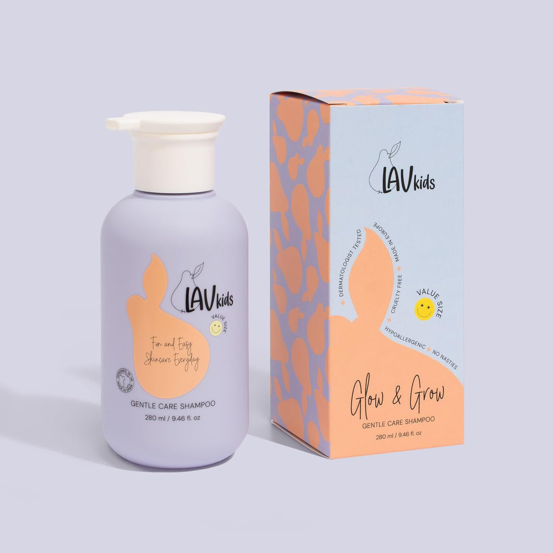 Lav Kids Natural Hair Care Bundle for Daily Use, Algae Extract and Moisturizing (Shampoo + Conditioner)