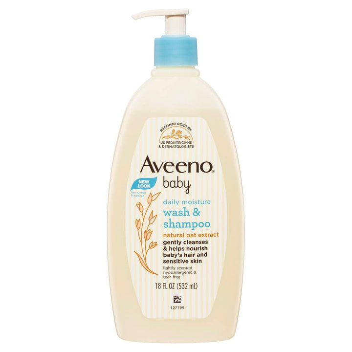 Aveeno Baby Gentle Body Wash & Shampoo with Natural Oat Extract, Tear-Free, Paraben-Free & Phthalate-Free Formula for Baby’s Sensitive Hair & Body, Lightly Scented, 18 fl. oz, 3 Pack Halalzen