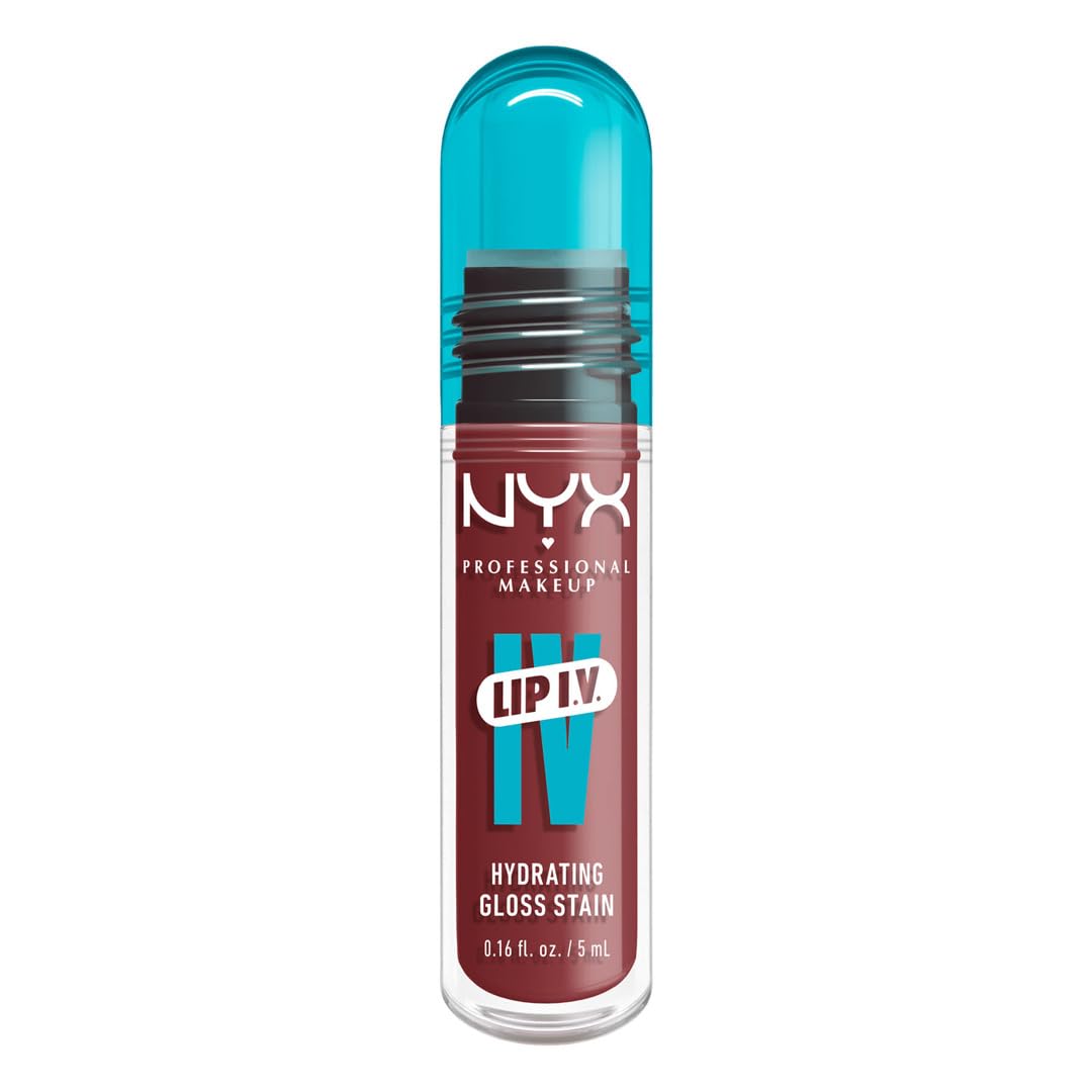 NYX PROFESSIONAL MAKEUP Lip IV Hydrating Glossy Lip Stain, Long-Lasting, Tinted, Vegan Formula with 12 HR Hydration - Hydra Honey (Brown)