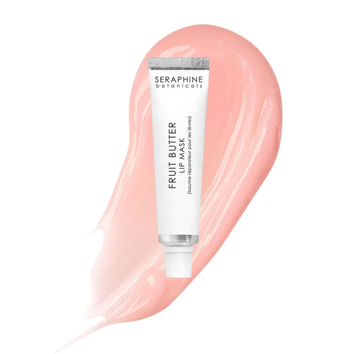 Seraphine Botanicals Fruit Butter Restorative Lip Mask Overnight Gel Balm Repair Dry, Chapped Lips Instant Hydration, Softness & Elasticity with Shea Butter & Apricot Kernel Oil Dewy Finish 0.51oz Halalzen