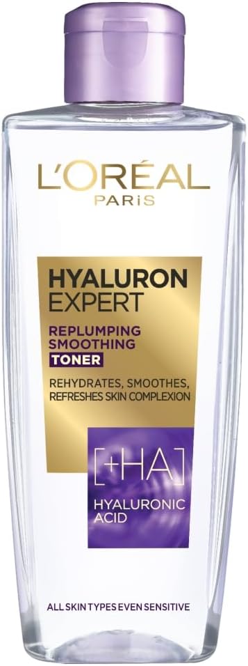 L'Oréal Paris Hyaluron Expert Replumping Toner, Hyaluronic Acid, Removes Traces of Makeup & Refreshes Skin Complexion, 200ml, Dermatologically Approved Toner Halalzen