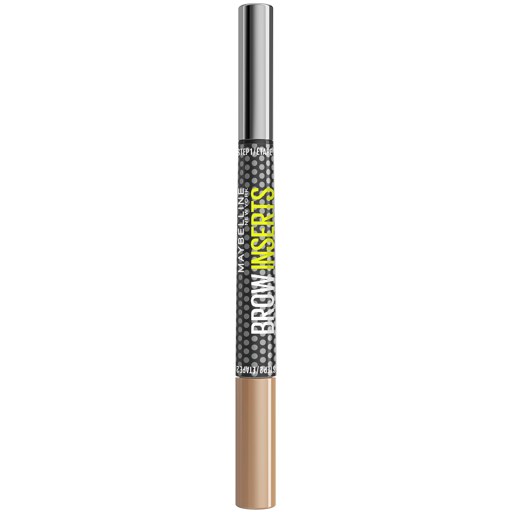 Maybelline New York Brow Inserts, 2-in-1 Eyebrow Pencil Pen and Fiber Gel, 0.015MM Triple Tip for 100 Hair-Like Strokes in 30 Seconds, 36-Hour Wear, Smudge-Proof, Shade: Blonde 1
