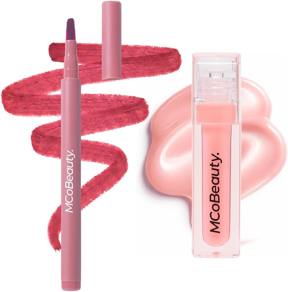 MCoBeauty Lip Duo - Lip Stain & Sculpt Dusty Rose & Ultra Shine Lip Glaze You-Bae - Matte Stain, Define & High-Shine Gloss Halalzen