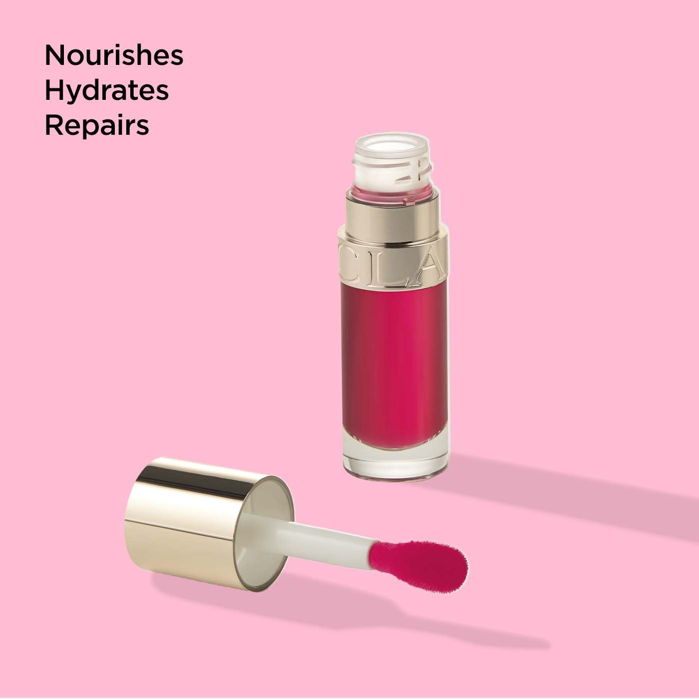 Clarins Lip Comfort Oil 7ml| Hydrating, Nourishing and Moisturising Lip Oil | Sheer, High Shine Finish | Soothes, Comforts and Protects Lips | Visibly Plumps | 93% Natural Ingredients