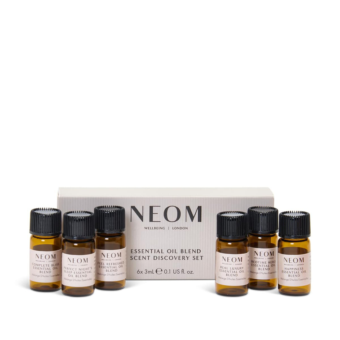 NEOM Essential Oil Blend Scent Discovery Set, 6 x 3ml Mini Size I Our Bestselling Blends I Compatible with Neom Wellbeing Pod or Wellbeing Pod Luxe I 100% Natural