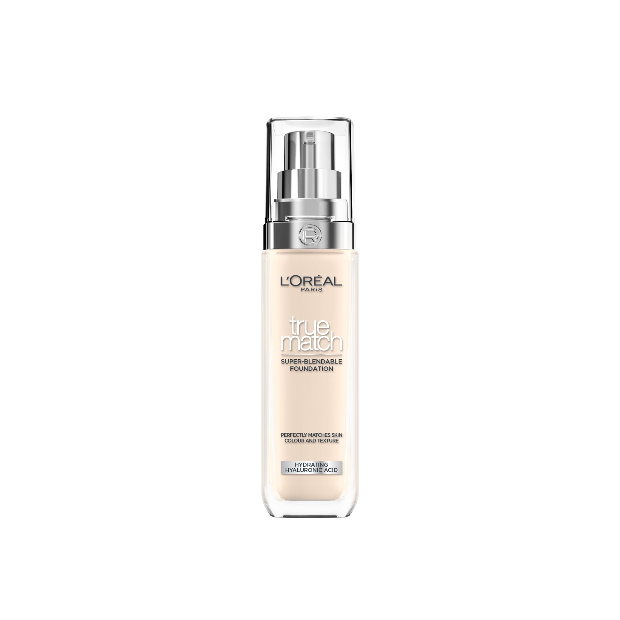 L'Oréal Paris Foundation for Face, Skincare Infused with Hyaluronic Acid, True Match Hydrating Liquid Foundation for All Skin Tones, SPF 16, 1N Ivory, 30 ml Halalzen
