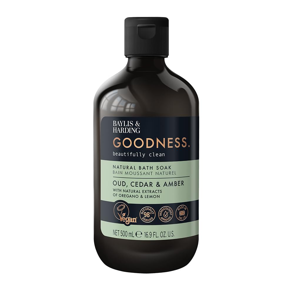Baylis & Harding Goodness Oud, Cedar and Amber Body Wash, 500 ml (Pack of 3) - Vegan Friendly