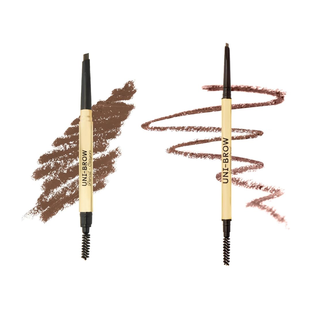 Winky Lux Uni-Brow Eyebrow Pencil, Dual-Ended with Spoolie, Waterproof Brow Definer with Ultra-Fine Tip, Universal Shade for Natural Looking Brows (Brown, Blonde, Taupe)