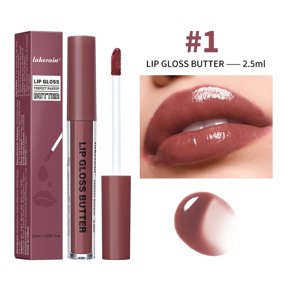 Lip Gloss and Lip Liner Set, Tinted Lip Gloss with Lip Pencil, Waterproof Long Lasting Glossy Lip Combo, Nude Lip Makeup Kit for Women (#V02+104) Halalzen