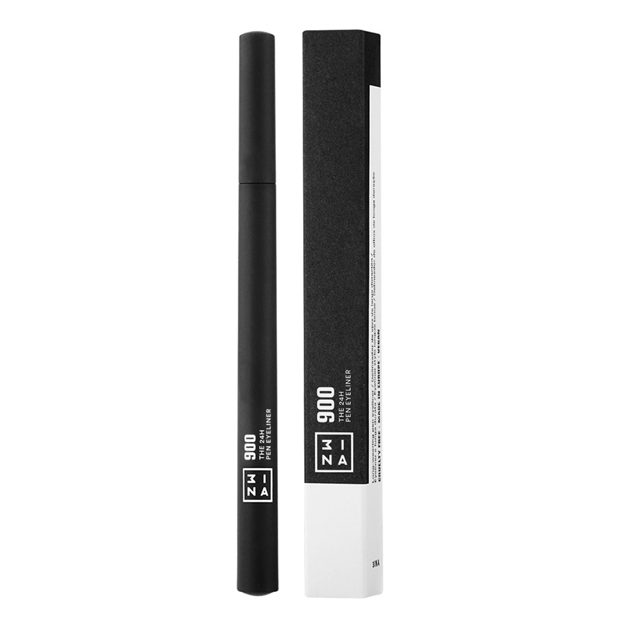 3INA MAKEUP - The 24H Pen Eyeliner 900 (mini) - Black Liquid Eyeliner 24h Longwear - Travel Size Matte Liner Sensitive Eyes Halalzen