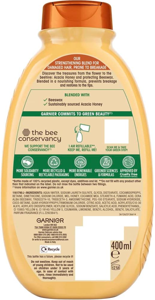 Garnier Ultimate Blends Honey Treasures Shampoo, 400ml