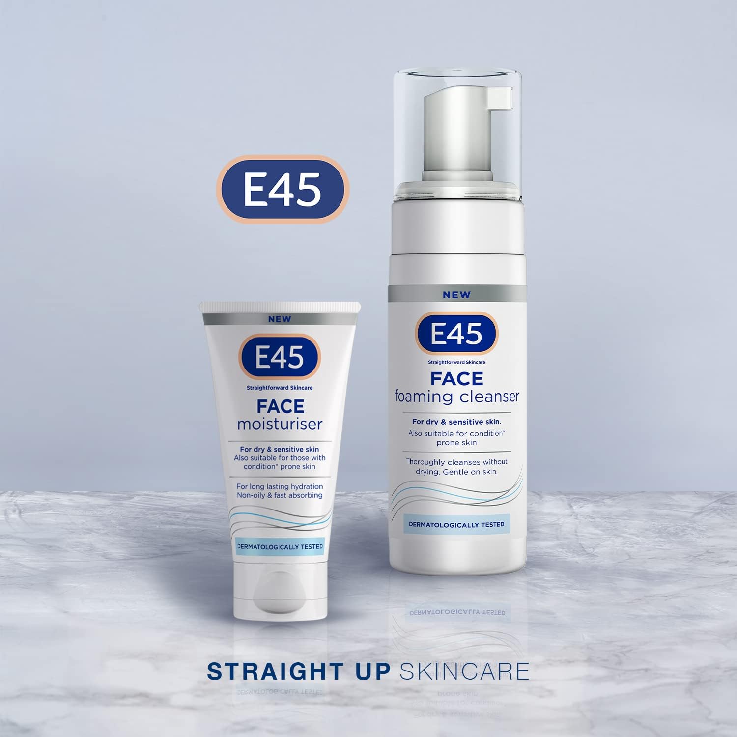 E45 Foaming Face Wash - Daily Cleanser for Dry & Sensitive Skin - Gentle Makeup Remover - Softens Skin & Controls Oil - Skincare for Women & Men, 150ml