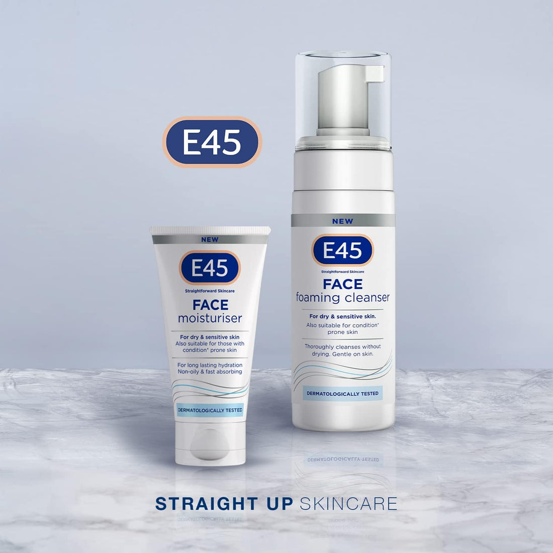 E45 Foaming Face Wash - Daily Cleanser for Dry & Sensitive Skin - Gentle Makeup Remover - Softens Skin & Controls Oil - Skincare for Women & Men, 150ml