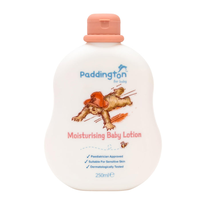 Paddington Bear Moisturising Baby Lotion 250ml – Gentle Baby Moisturiser for Newborns & Sensitive Skin – Paediatrician Approved, Dermatologically Tested, 97% Naturally Derived Ingredients